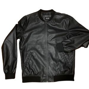 Faux leather bomber jacket men L